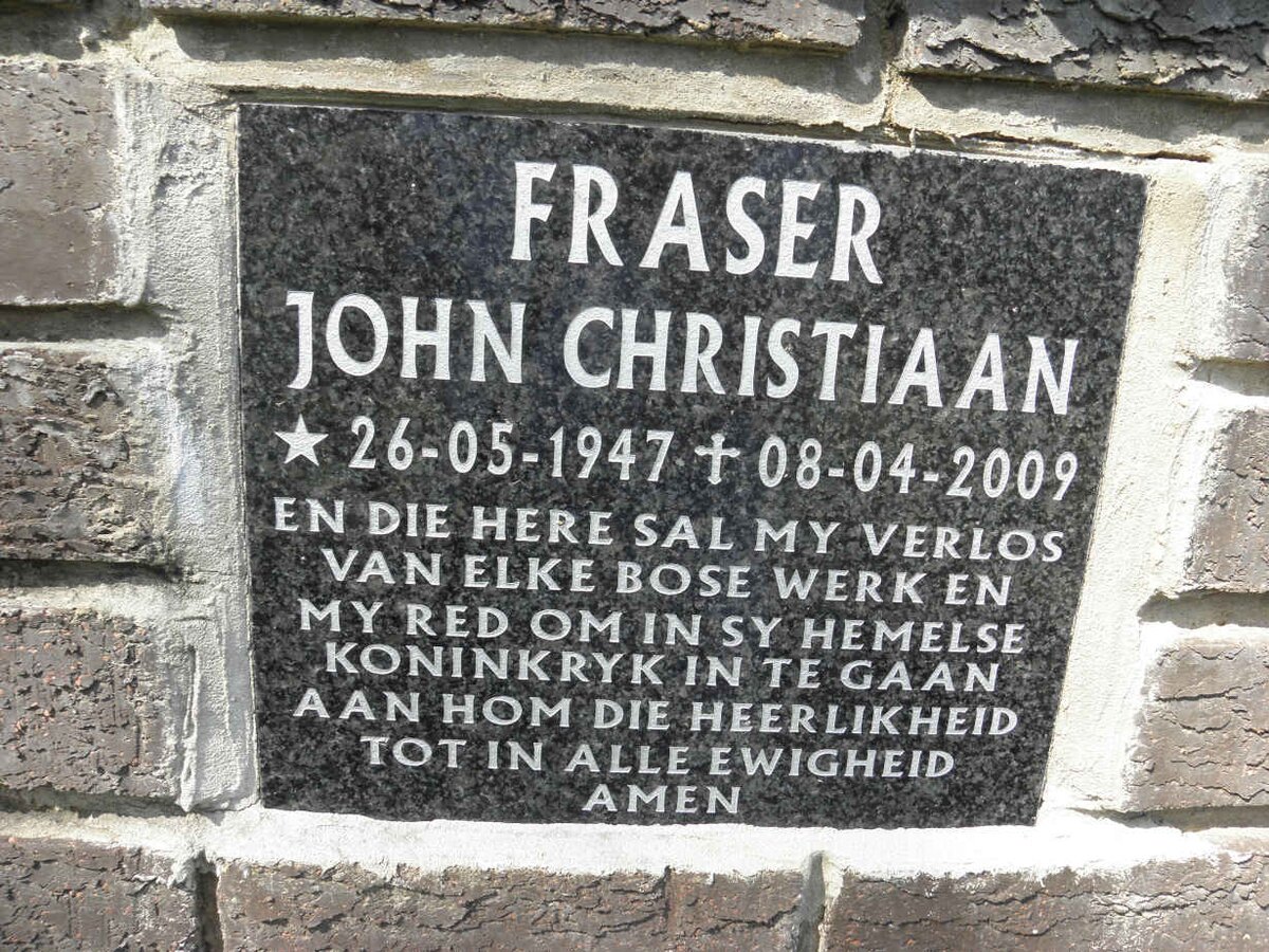FRASER John Christiaan 1947-2009