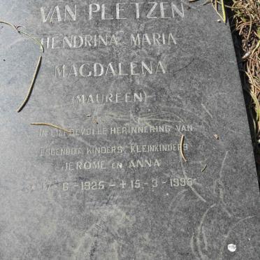 PLETZEN Hendrina Maria Magdalena, van 1925-1996