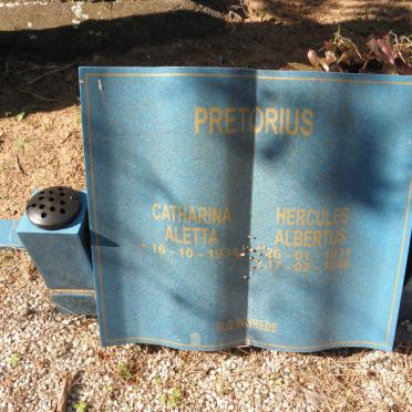 PRETORIUS Hercules Albertus 1931-1998 &amp; Catharina Aletta 1934-