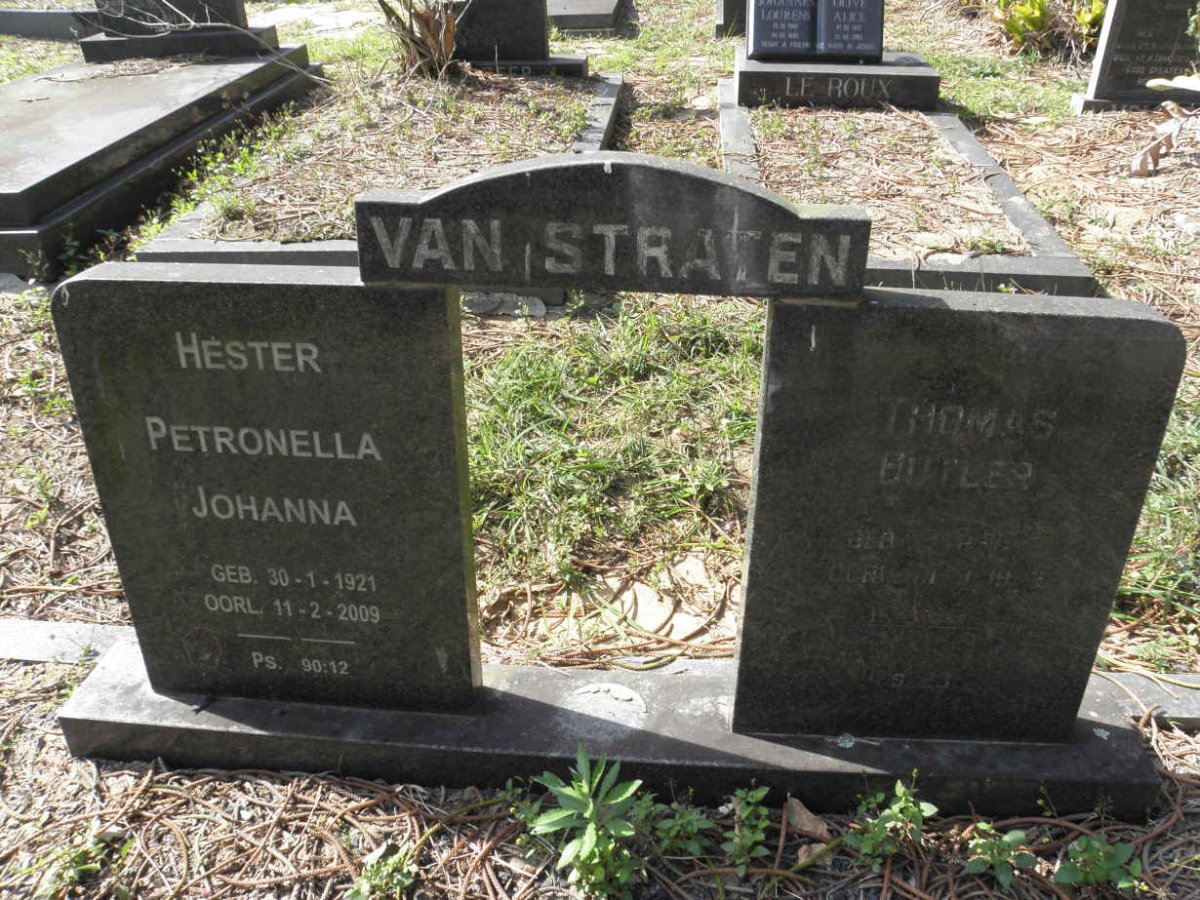 STRATEN Thomas Butler, van 1917-1993 &amp; Hester Petronella Johanna 1921-2009