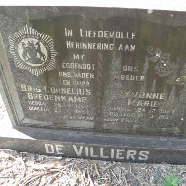 VILLIERS Cornelius Bredenkamp, de 1927-1984 &amp; Yvonne Marie 1927-1987