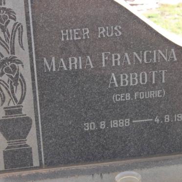 ABBOTT Maria Francina nee FOURIE 1888-1969