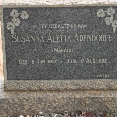 ADENDORFF Susanna Aletta nee MARAIS 1902-1952