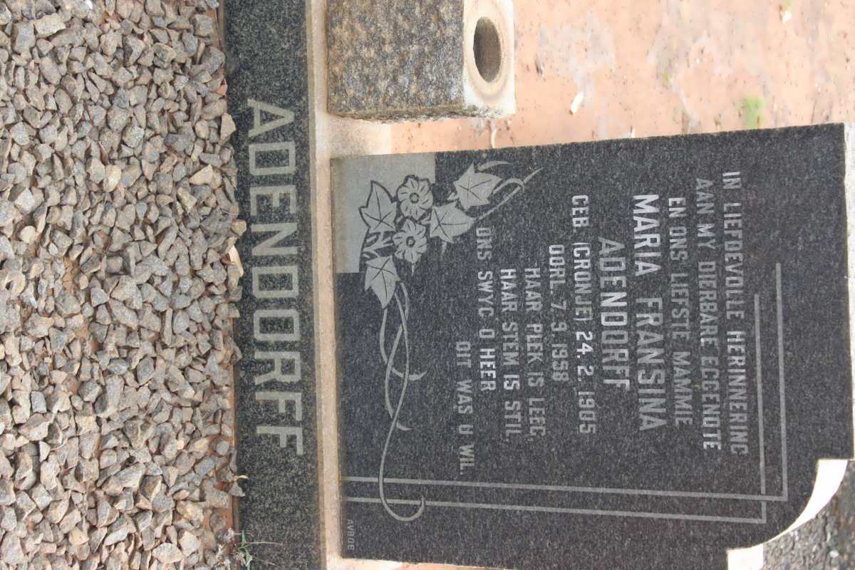 ADENDORFF Maria Fransina nee CRONJE 1905-1958