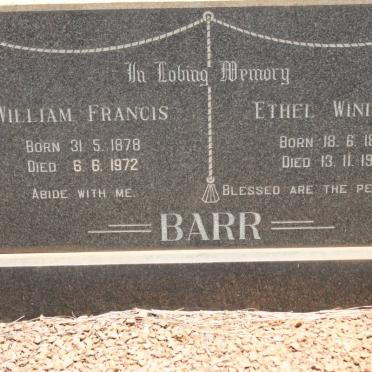 BARR William Francis 1878-1972 &amp; Ethel Winifred 1878-1965