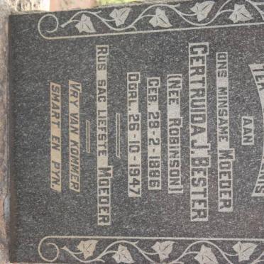 BESTER  Gertruida J. nee ROBINSON 1886-1947