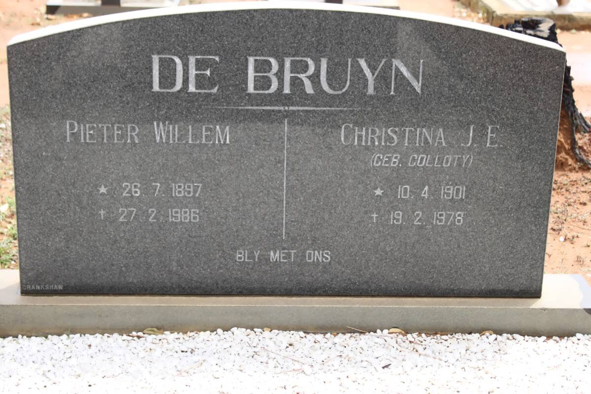 BRUYN Pieter Willem, de 1897-1986 &amp; Christine J.E. COLLOTY 1901-1978