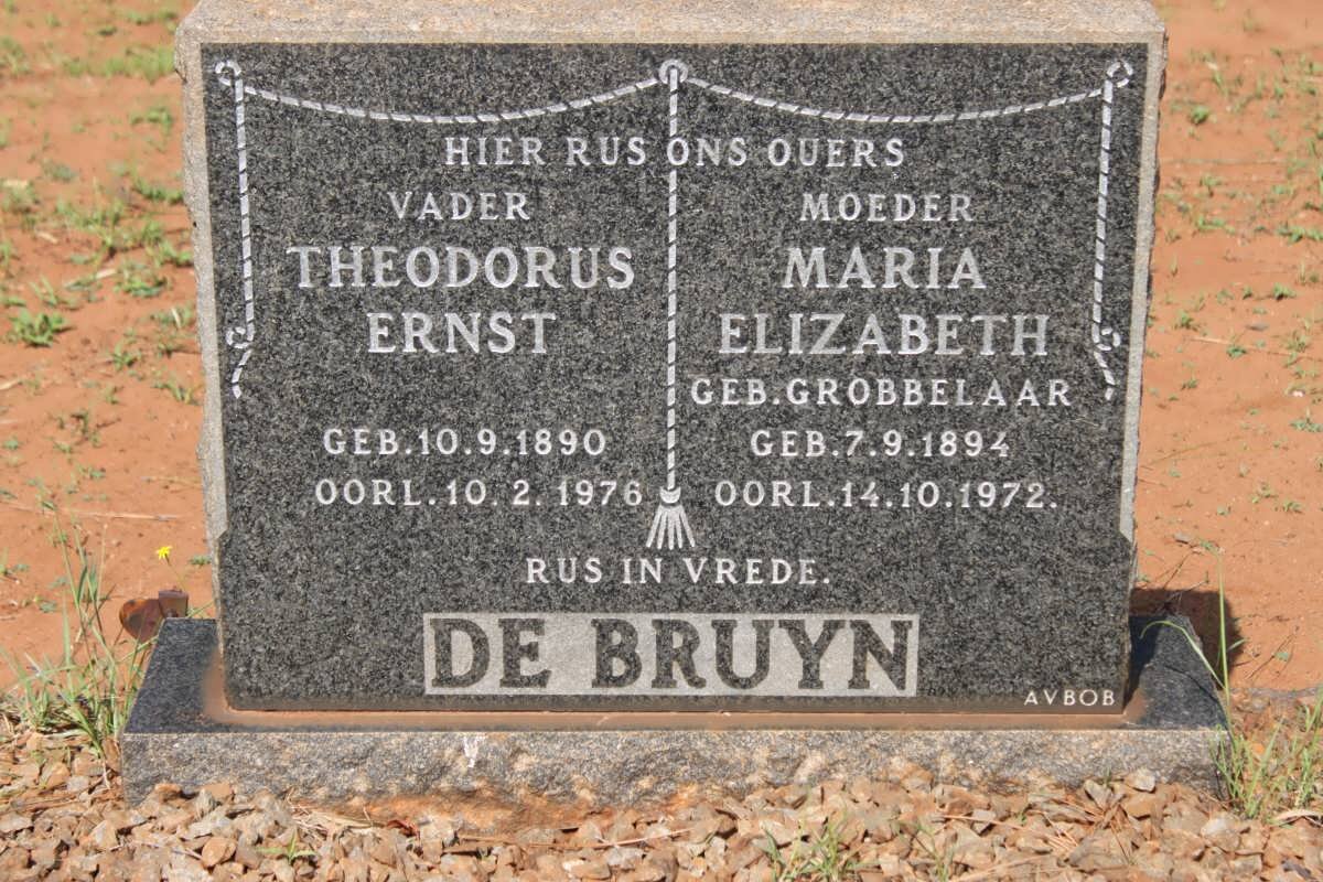 BRUYN Theodorus Ernst, de 1890-1976 &amp; Maria Elizabeth GROBBELAAR 1894-1972