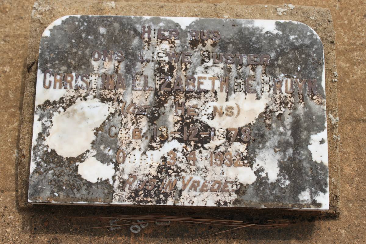 BRUYN Christina Elizabeth, de nee HEYNS 1878-1932