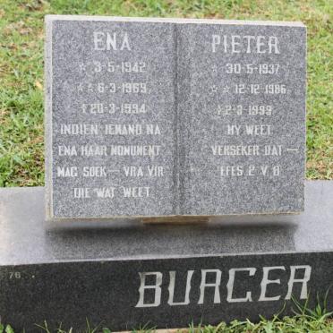 BURGER Pieter 1937-1986 &amp; Ena 1942-1994