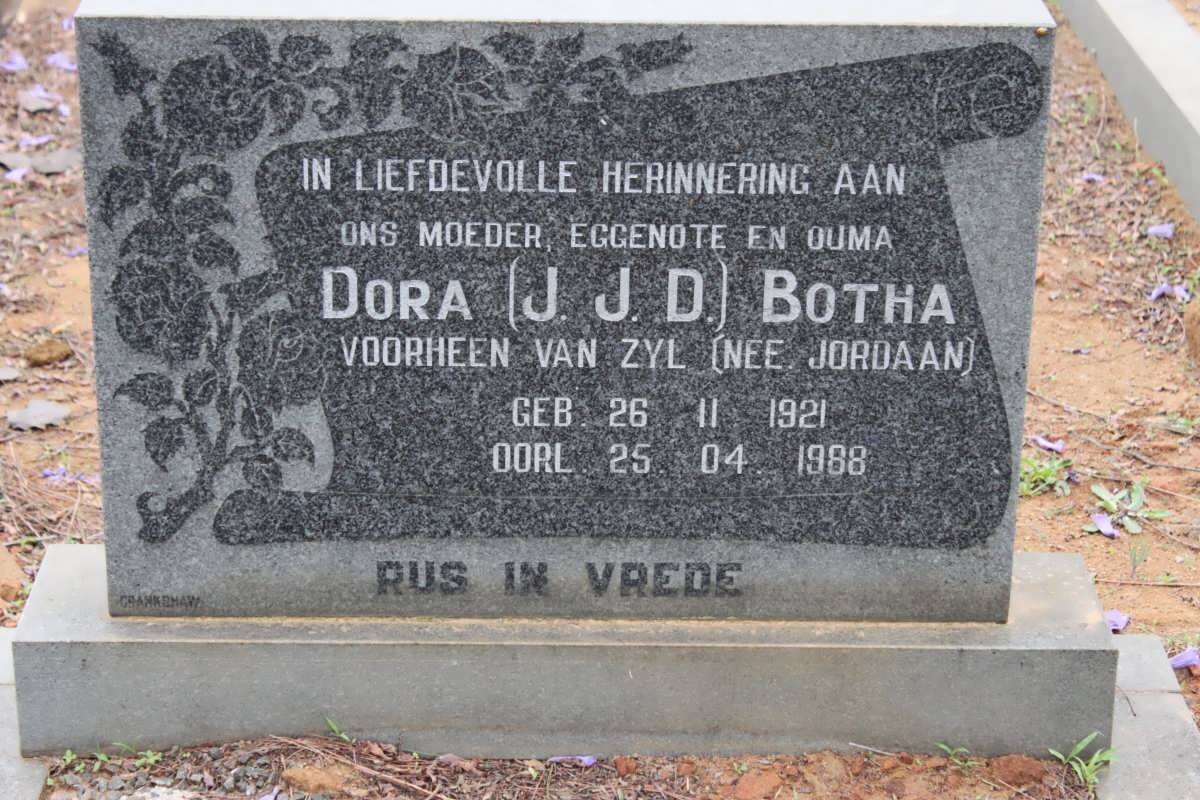 BOTHA J.J.D. nee Jordaan 1921-1988