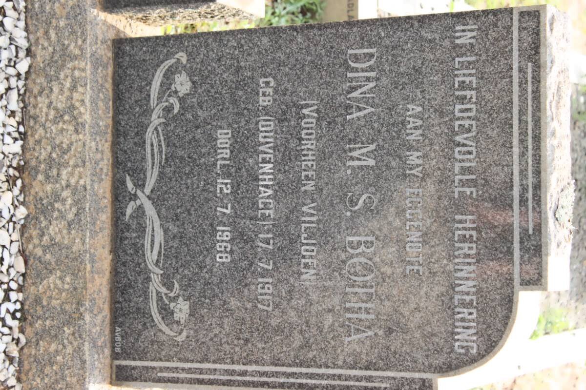 BOTHA Dina M.S. formerly VILJOEN nee DUVENHAGE 1917-1968