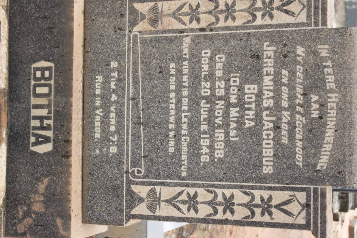 BOTHA Jeremias Jacobus 1868-1946