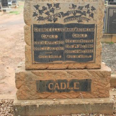 CADLE George Ellis 1855-1927 &amp; Anna Magdalena VAN ROOYEN 1862-1932