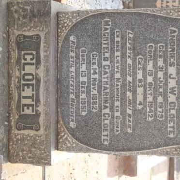 CLOETE Andries J.W. 1879-1942 &amp; Machteld Catharina 1882-1951
