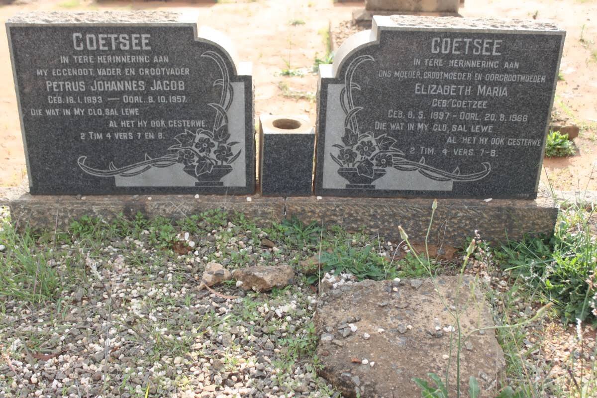 COETSEE Petrus Johannes Jacob 1893-1957 &amp; Elizabeth Maria COETZEE 1897-1966