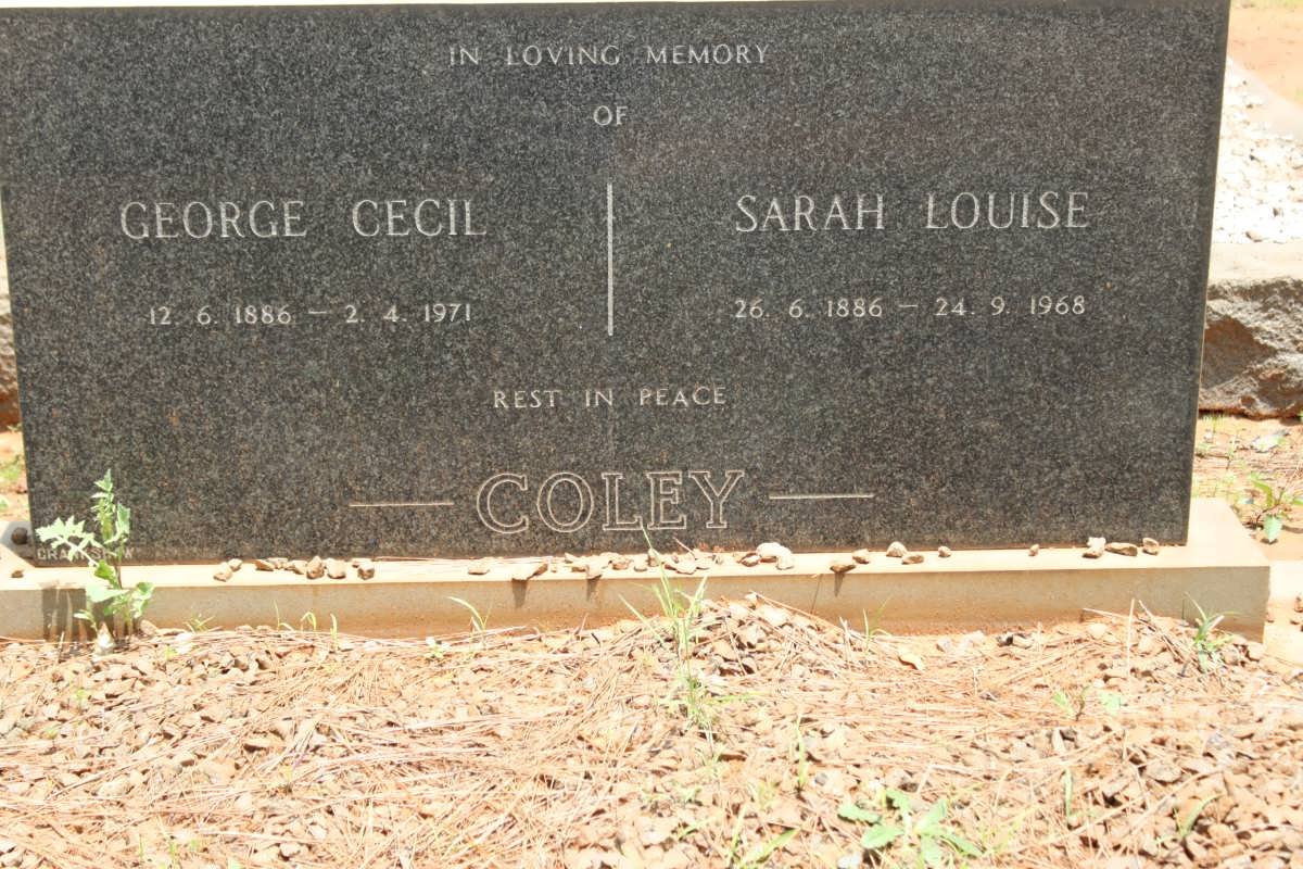 COLEY George Cecil 1886-1971 &amp; Sarah Louise 1886-1968