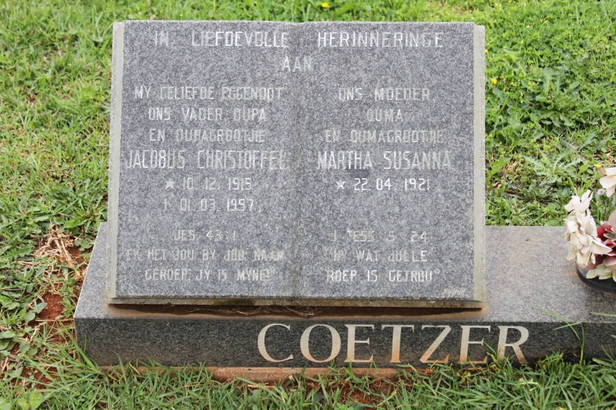 COETZER Jacobus Christoffel 1915-1997 &amp; Martha Susanna 1921-