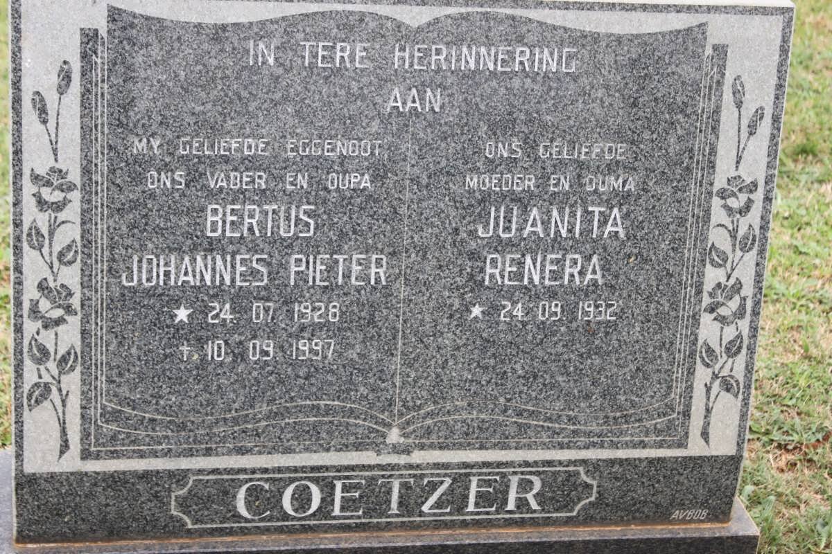 COETZER Bertus Johannes Pieter 1928-1997 &amp; Juanita Renera 1932-