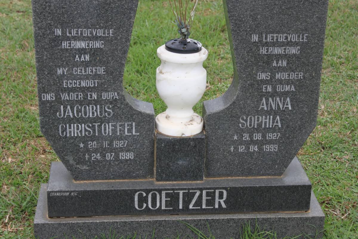 COETZER Jacobus Christoffel 1927-1998 &amp; Anna Sophia 1927-1999