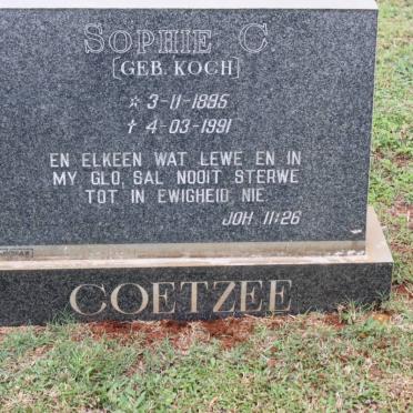 COETZEE Sophie C. nee KOCH 1895-1991