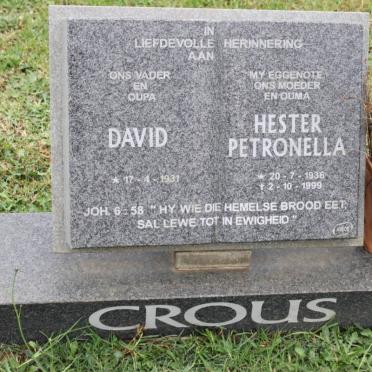 CROUS David 1931- &amp; Hester Petronella 1936-1999