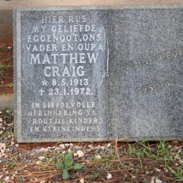 CRAIG Matthew 1913-1972