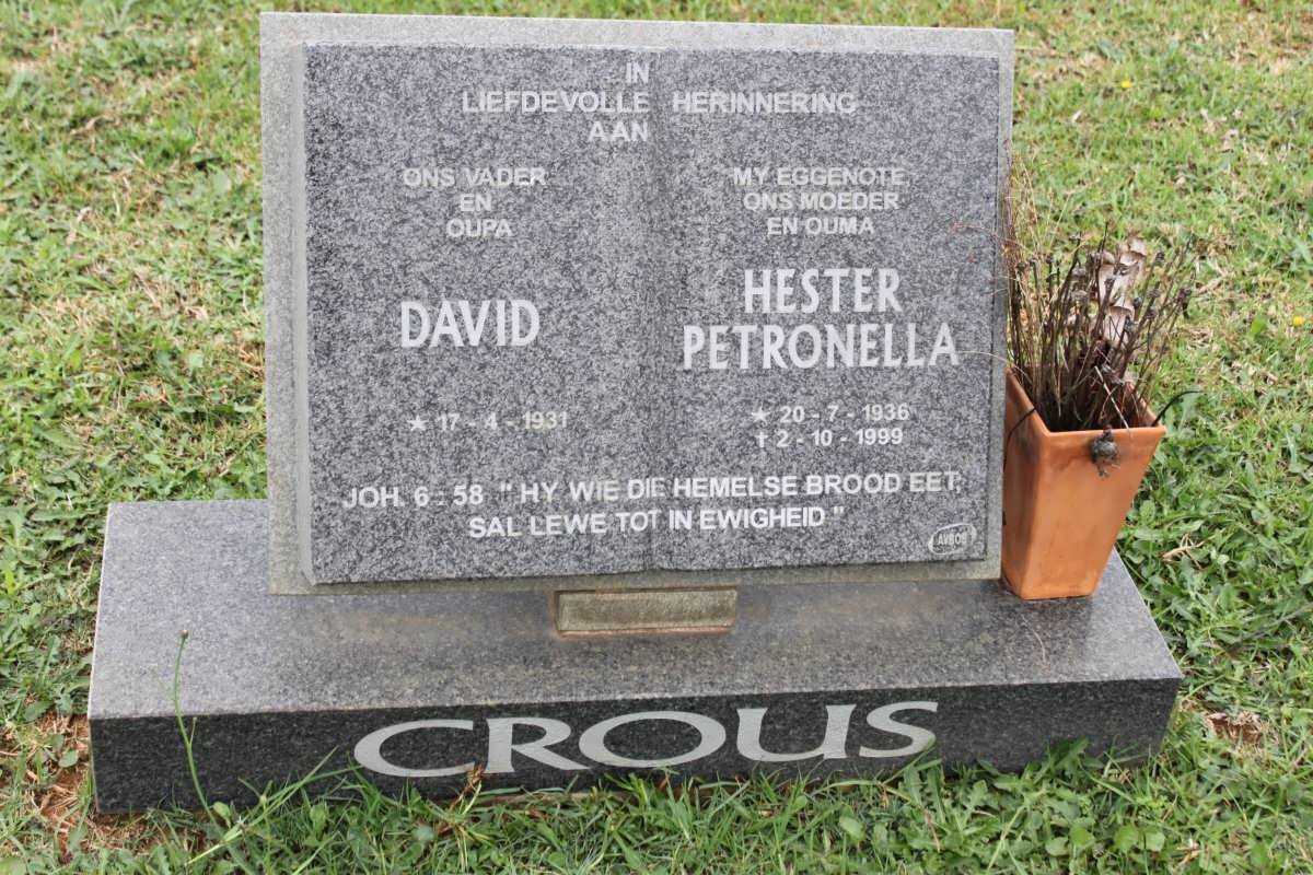 CROUS David 1931- &amp; Hester Petronella 1936-1999