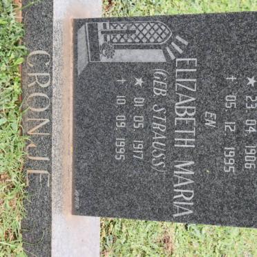 CRONJE Hendrik Jacobus 1906-1995 &amp; Elizabeth Maria STRAUSS 1917-1995
