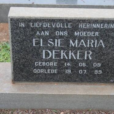 DEKKER Elsie Maria 1909-1989