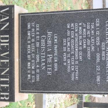 DEVENTER Joshua Pieter Christiaan, van 1911-1990 &amp; Cecilia Magdalena RIES 1925-1967