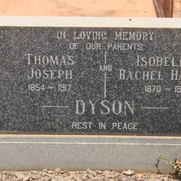 DYSON Thomas Joseph 1854-1917 &amp; Isobella Hariet 1870-1913