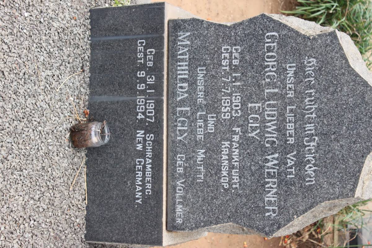 EGLY Georg Ludwig Werner 1903-1959 &amp; Mathilda VOLLMER 1907-1994