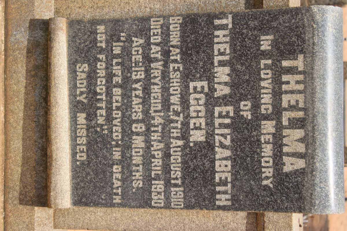 EGGEN Thelma Elizabeth 1910-1930