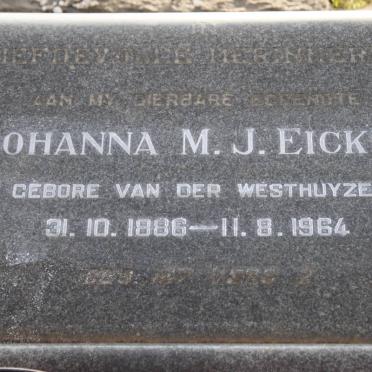 EICKER Johanna M.J. nee VAN DER WESTHUIZEN 1886-1964