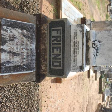 FRIEND William M. 1856-1927 &amp; Johanna M. UYS 1862-1959