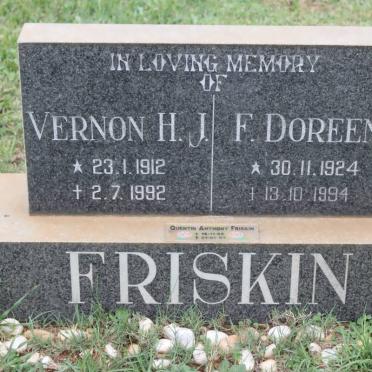 FRISKIN Vernon H.J. 1912-1992 &amp; F.Doreen 1924-1994 :: FRISKIN Quentin Anthony 1965-2003