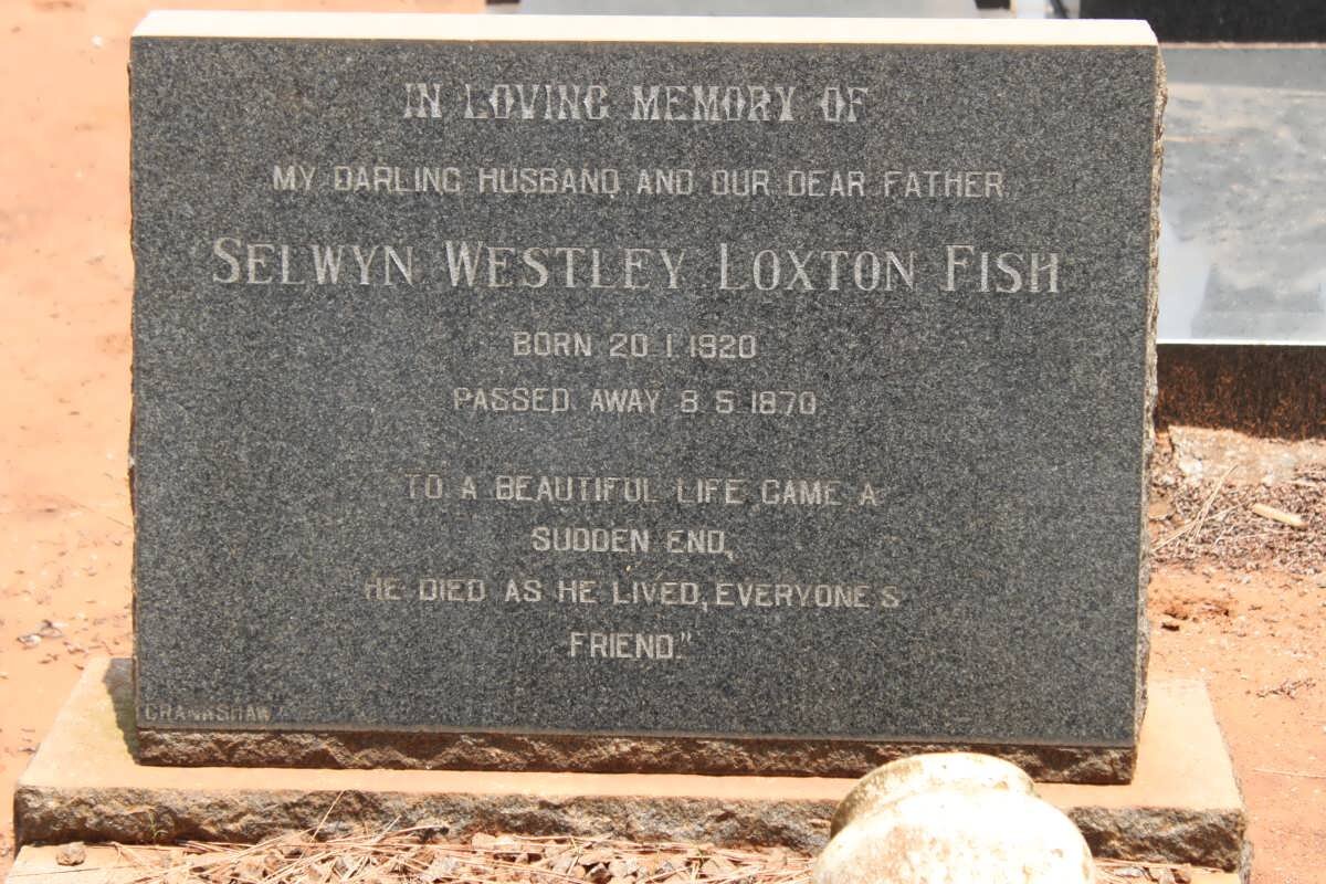 FISH Selwyn Westley Loxton 1920-1970