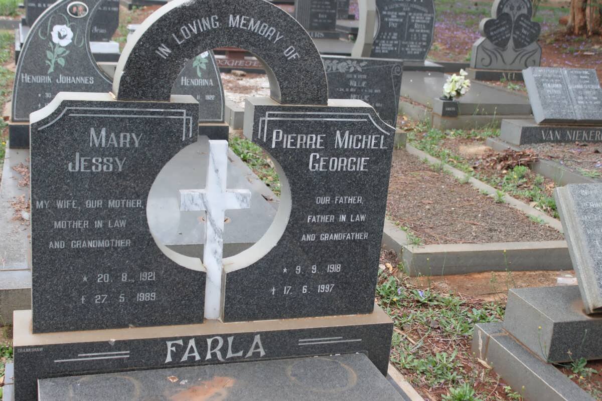 FARLA Pierre Michel Georgie 1918-1997 &amp; Mary Jessy 1921-1989