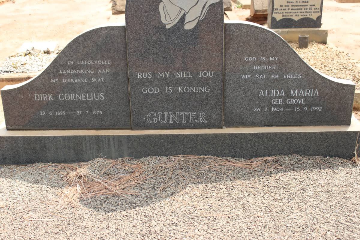 GUNTER Dirk Cornelius 1899-1973 &amp; Alida Maria GROVE 1904-1992