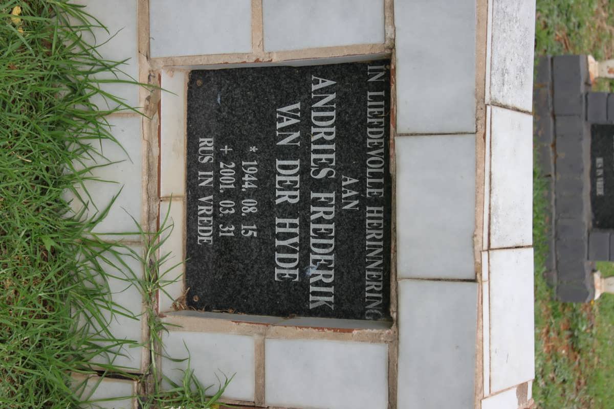 HYDE Andries Frederik, van der 1944-2001