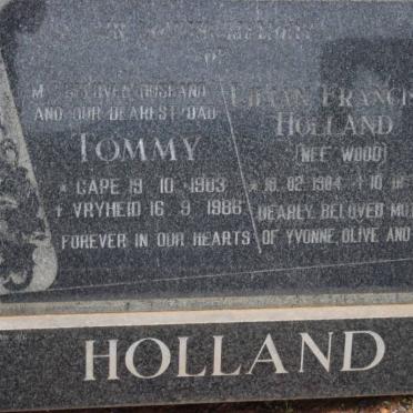 HOLLAND Tommy 1903-1986 &amp; Lilian Francis WOOD 1904-1989
