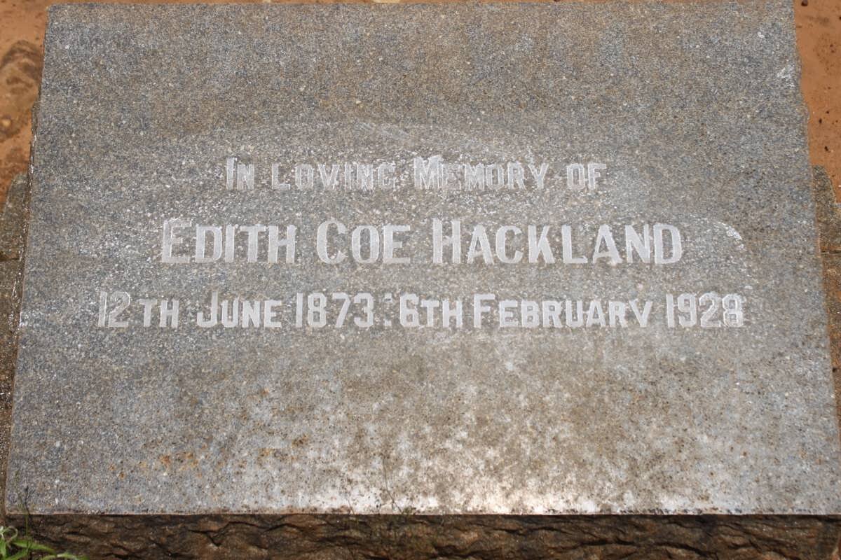 HACKLAND Edith Coe 1873-1928