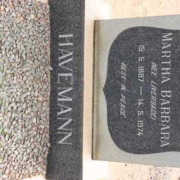 HAVEMANN Martha Barbara nee LIVERSAGE 1887-1974