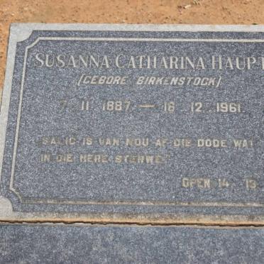 HAUPT Susanna Catharina nee BIRKENSTOCK 1887-1961