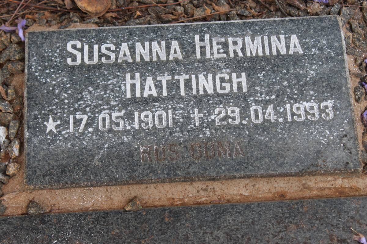 HATTINGH Susanna Hermina 1901-1993
