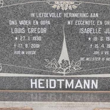 HEIDTMANN Louis Gregor 1930-2001 &amp; Isabelle June 1931-1979