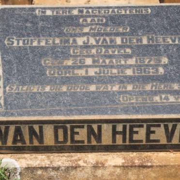 HEEVER Stoffelina J., van den nee DAVEL 1875-1963