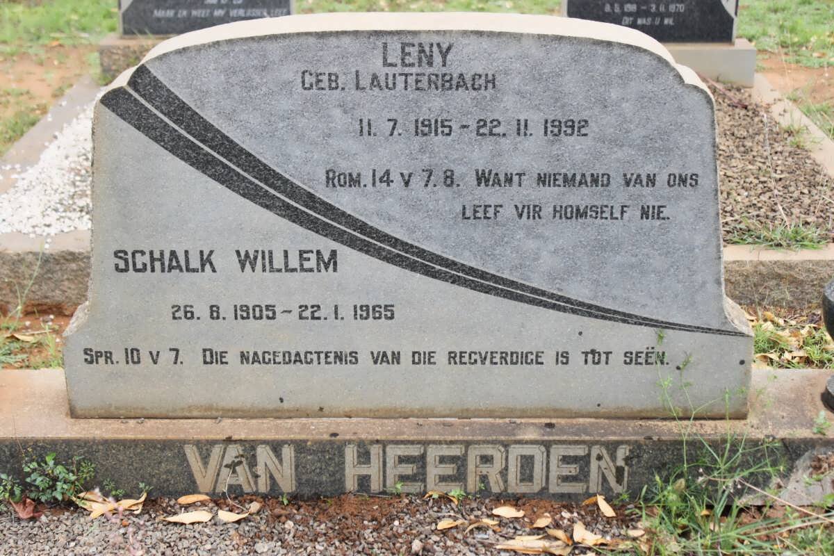 HEERDEN Schalk Willem, van 1905-1965 &amp; Leny LAUTERBACH 1915-1992