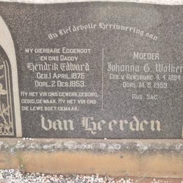 HEERDEN Hendrik Edward, van 1875-1953 &amp; Johanna G. Walker VAN RENSBURG 1884-1959